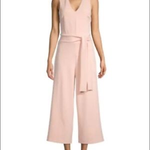Tahari jumpsuit, wide-leg crop, tie waist.